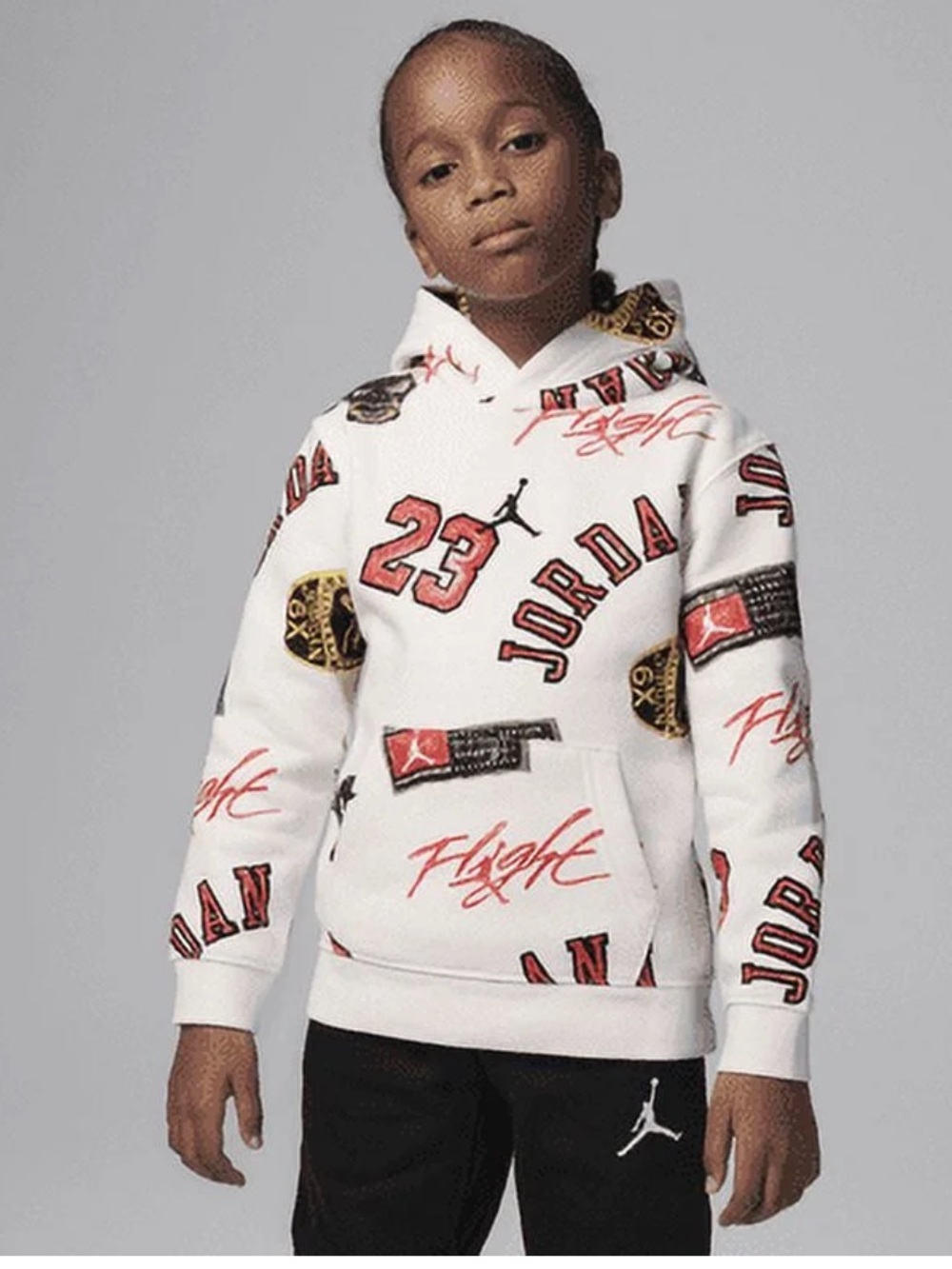 Jordan MJ Essentials Little Kids' Printed Pullover Hoodie White